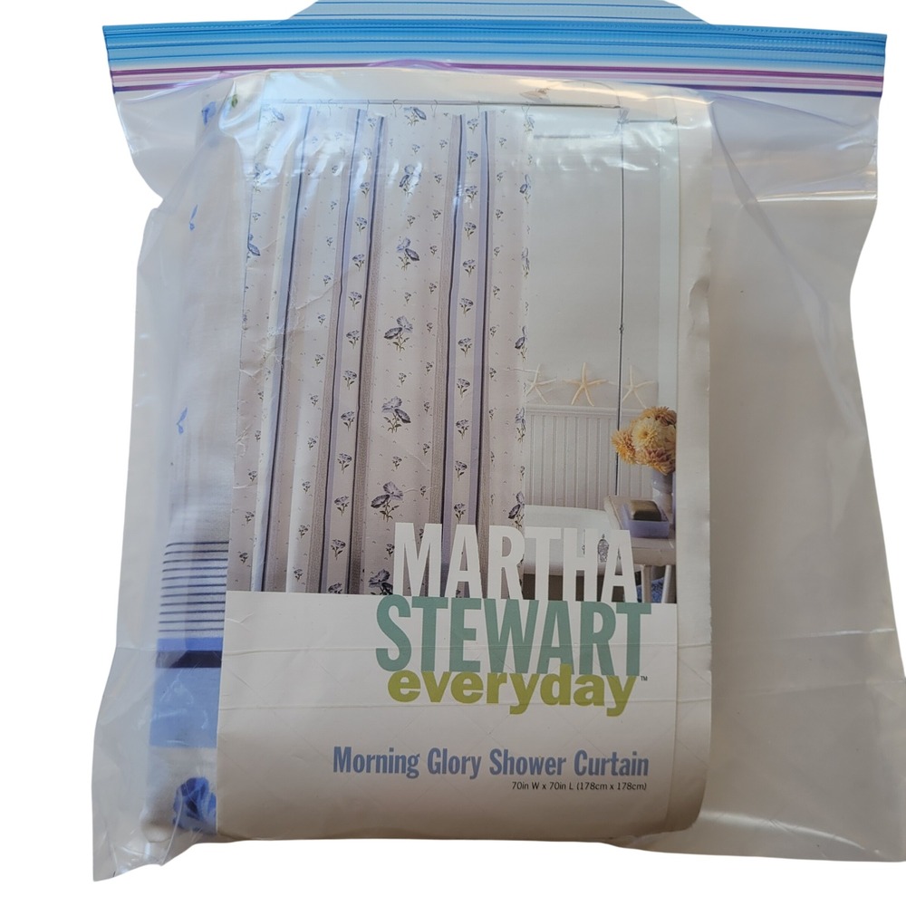 Martha Stewart Morning Glory Shower Curtain Floral 70x70 Cottagecore